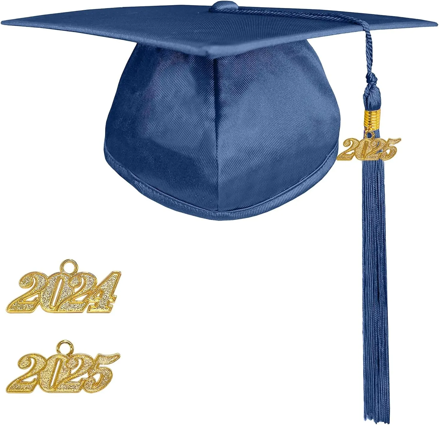 Happy Secret Shiny Graduation Cap Unisex with 2025 Tassel 2024 Year Charm for High School & Bachelor