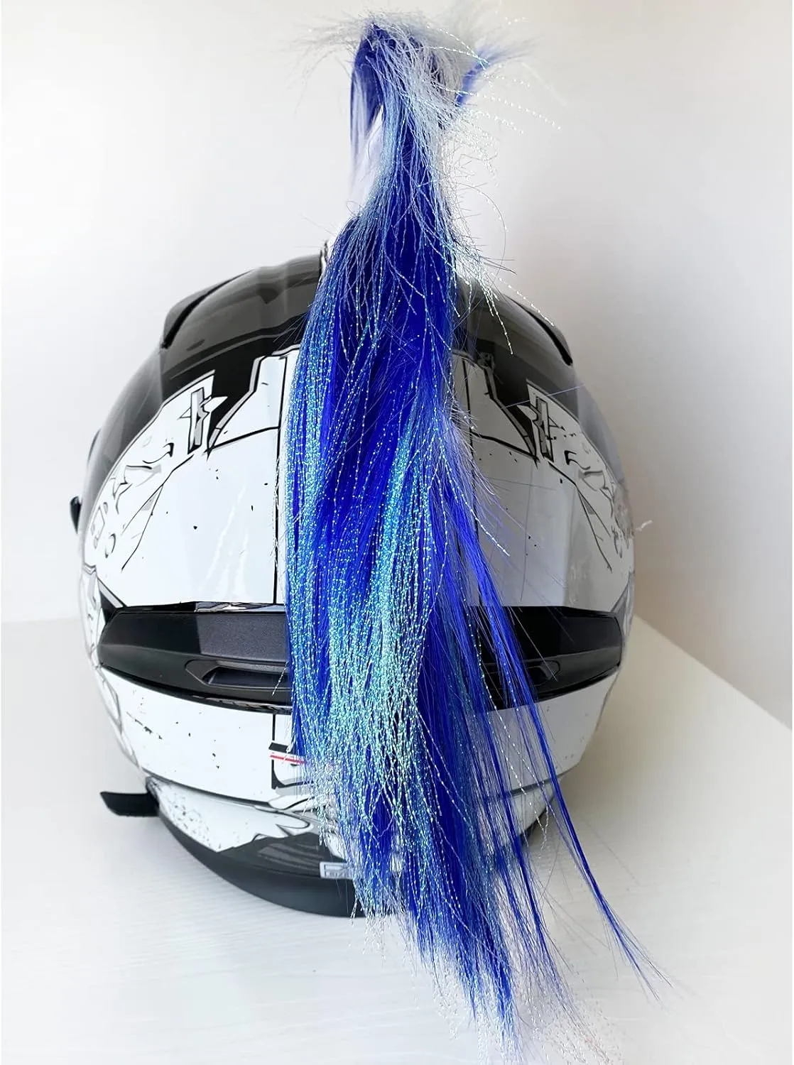 Helmet Mohawk Hawk Cosplay Wig Helmet Accessory for Motorcycle Bicycle Ski Helmets Real Hair Decorations (Helmet not Included)