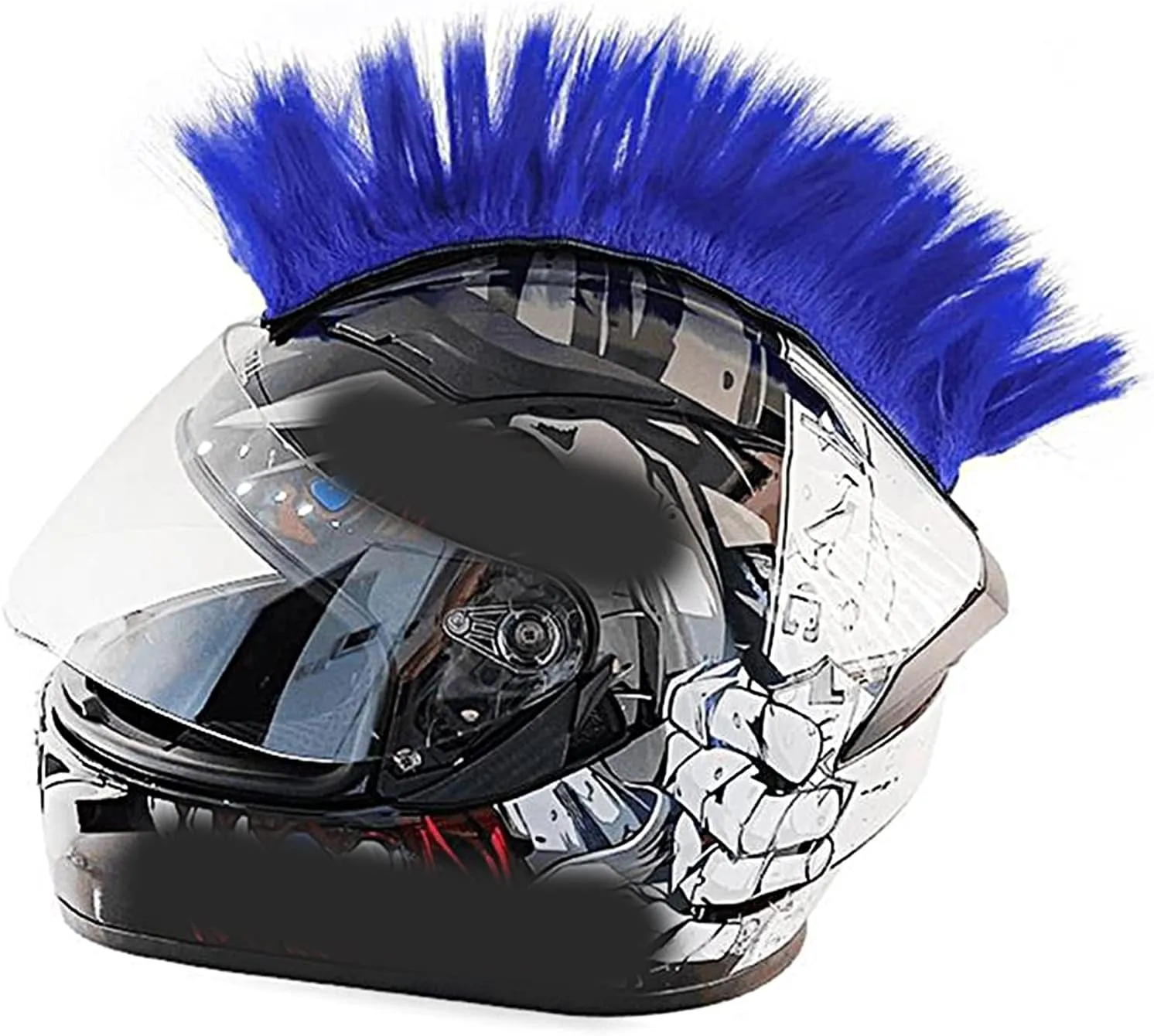 Helmets Mohawk Wig, Self-Adhesive Mohawk Motorcycle Helmets, Mohawk Synthetic Wigs for Bicycle Ski Snowboard Helmets, Reusable Design