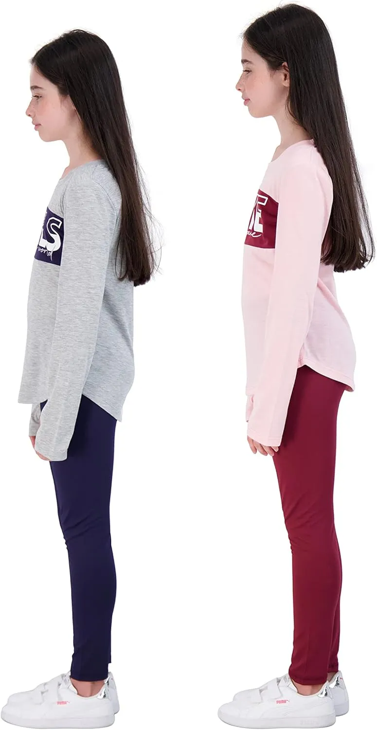 Hind 4-Piece Girls Athletic Leggings and Long Sleeve Workout Hoodie Tops Set, Fashion Active Clothes for Girls