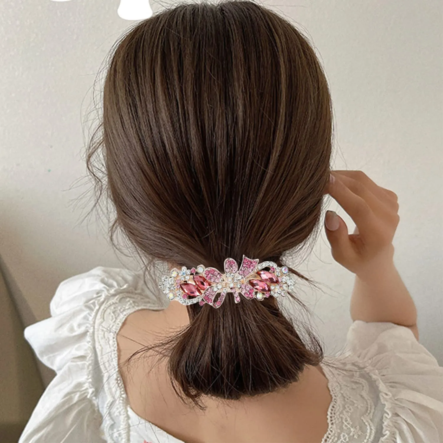 inSowni 4 Pack Luxury Glitter Sparkly Jeweled Gems Korean Decorative Crystal Rhinestone Flower Strong Metal French Barrettes Snap Alligator Hair Clips Headpieces Accessories for Women Girls
