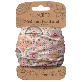 Karma Gifts Pink Medallion Headband for Women - Medium - Fabric Headband and Stretchy Hair Scarf - Pink