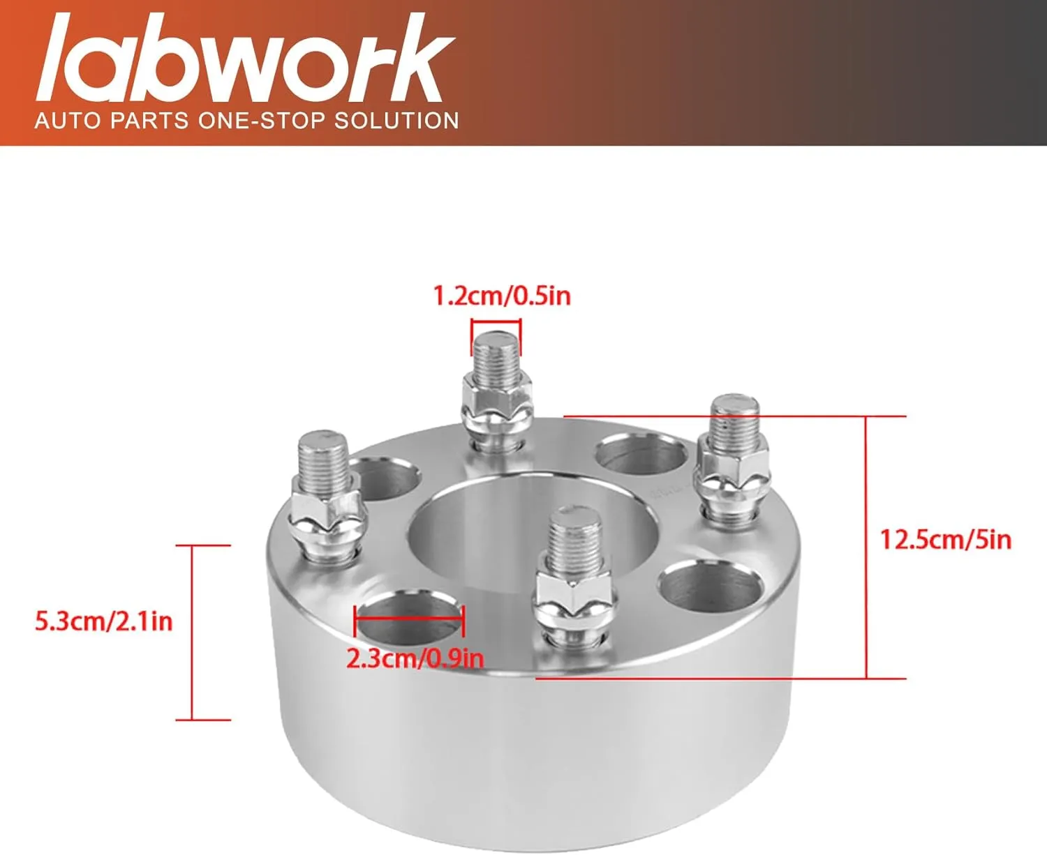 labwork Golf Cart Wheel Spacers 2 inch Bolt Pattern 62mm Bore 1/2x20 Studs Cone Seat Nuts 4x101.6 50mm 2pcs
