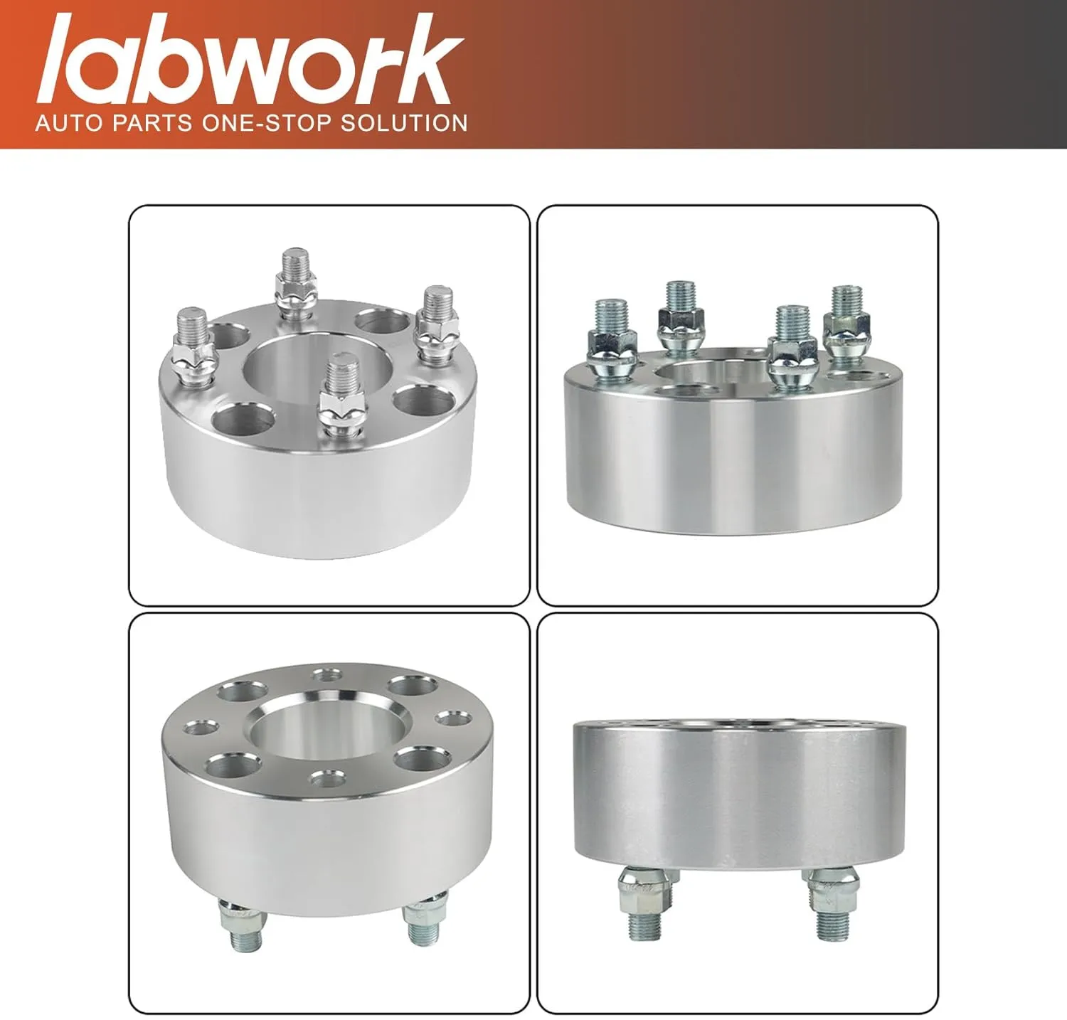 labwork Golf Cart Wheel Spacers 2 inch Bolt Pattern 62mm Bore 1/2x20 Studs Cone Seat Nuts 4x101.6 50mm 2pcs