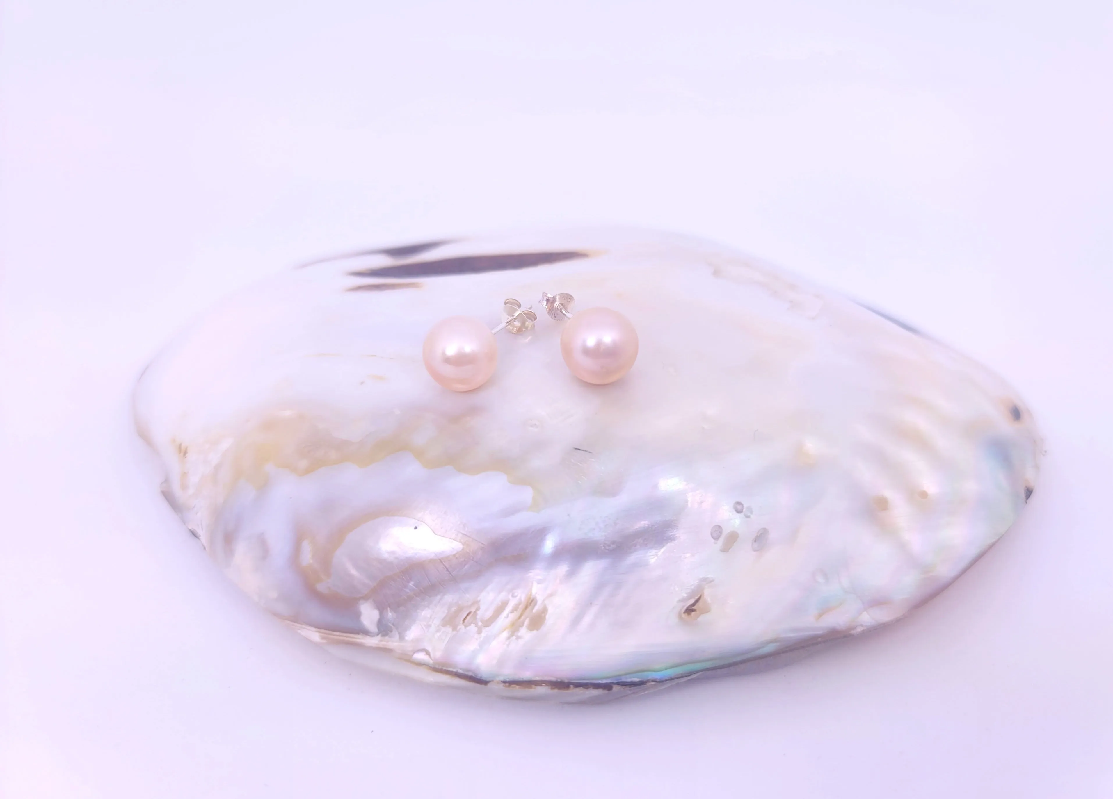 Large Pearl Earrings Pink