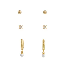 *LAST ONE!* Orelia Pearl Drop Hoop & Starburst Stud Earring Set ORE28501