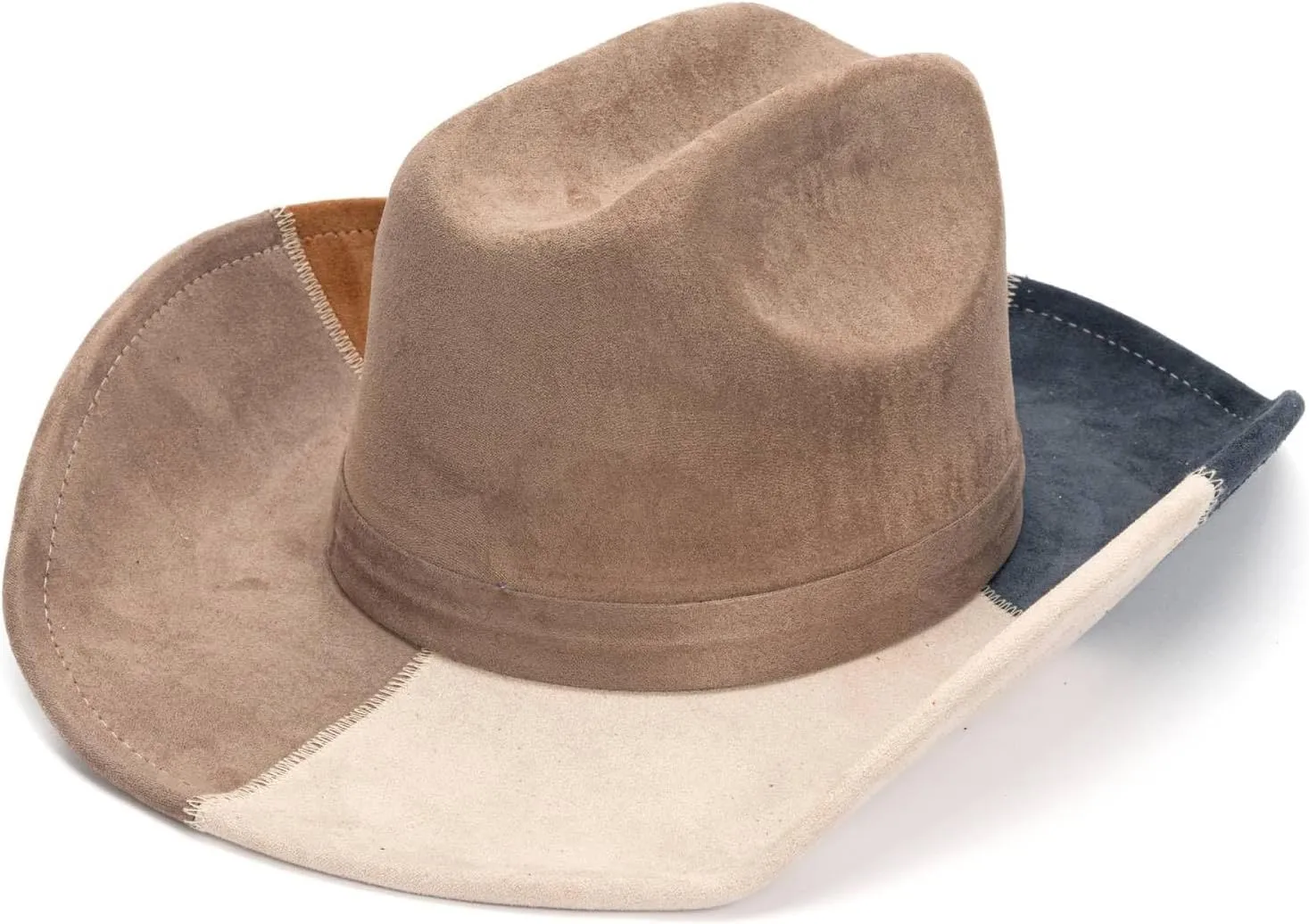 LIDHAY Suede Denim Cowboy Hat for Women Men Big Wide Brim Cowboy Hat Western Cowgirl Hat for Party