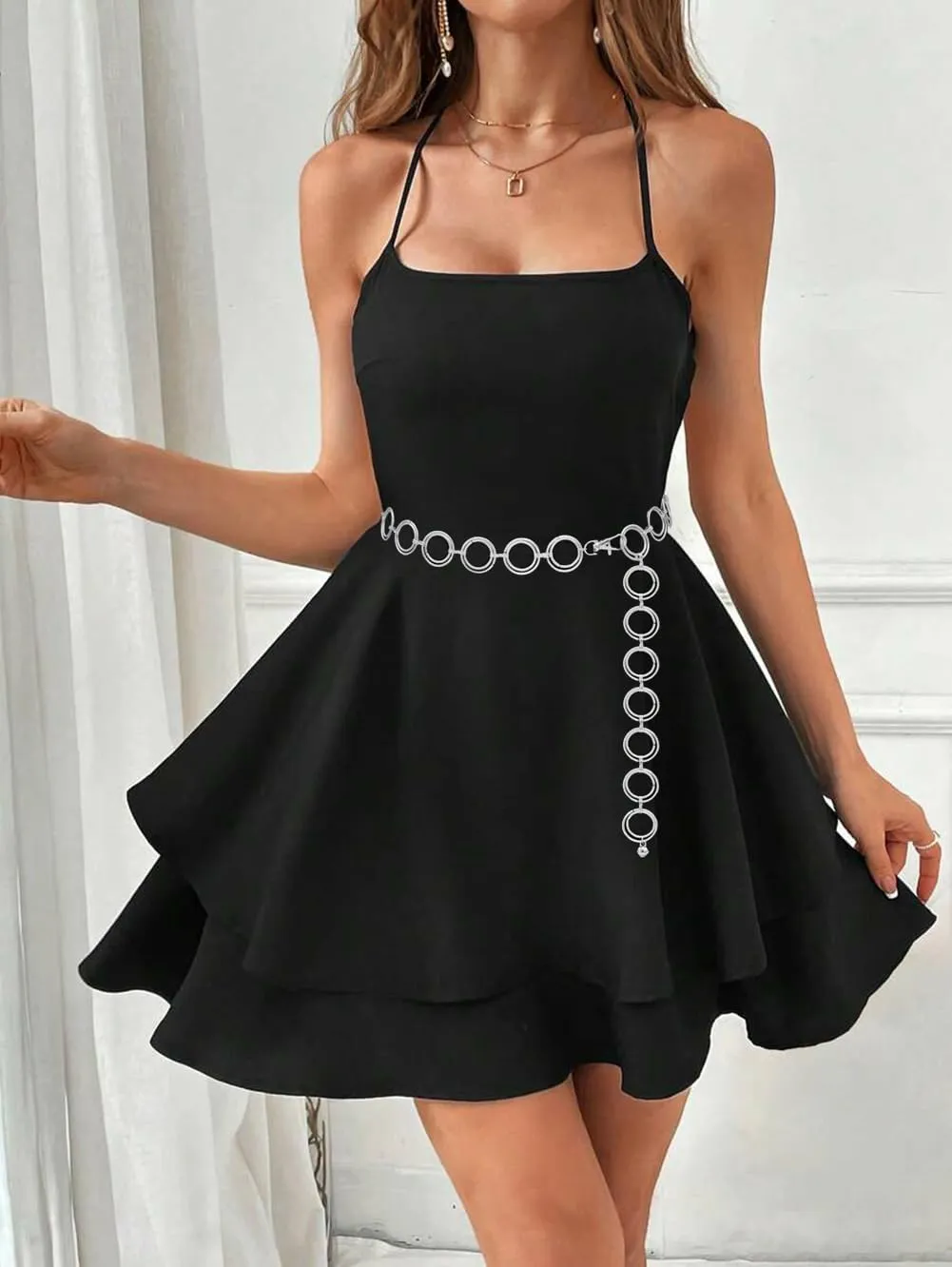 LIMHOO Metal Waist Chain for Women Chunky Belly Link Chain Belt for Dresses