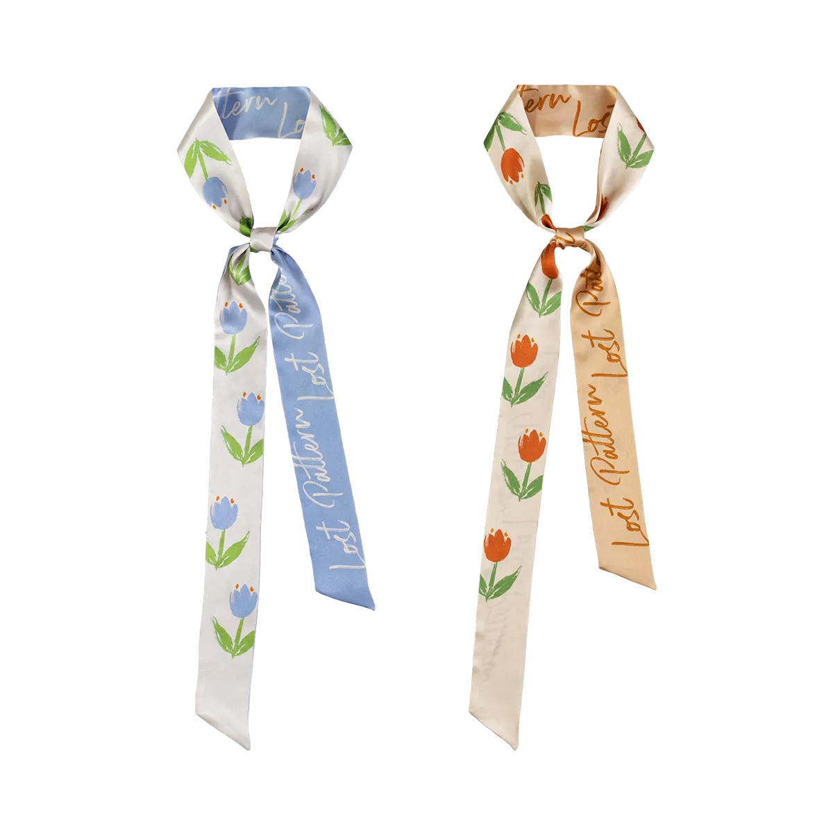 Lost Pattern NYC - "Tulip" Silk Skinny Scarf - Sky Blue
