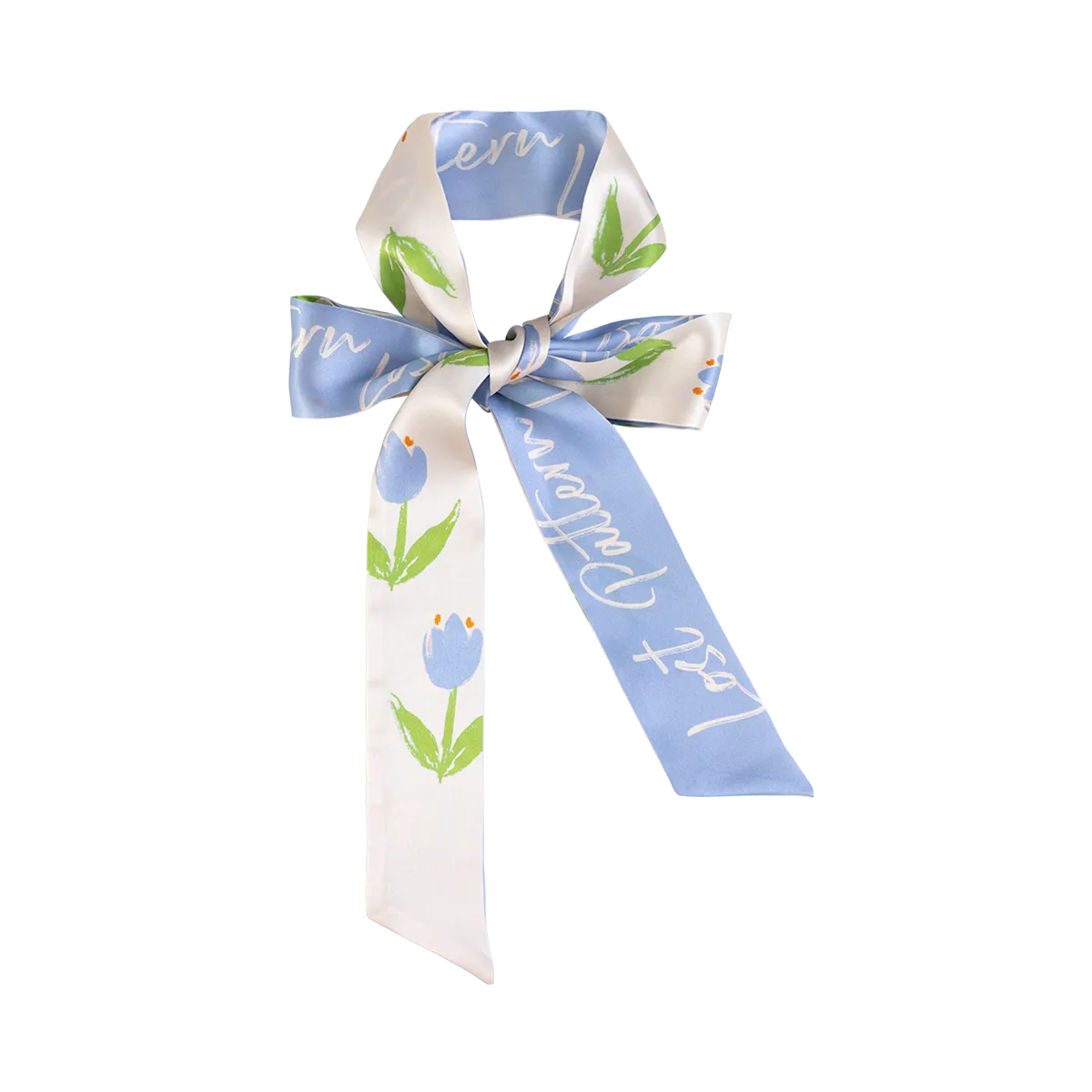Lost Pattern NYC - "Tulip" Silk Skinny Scarf - Sky Blue