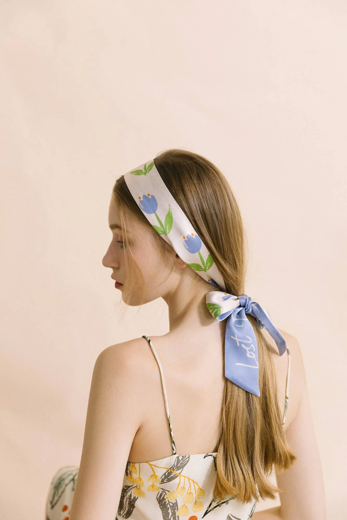 Lost Pattern NYC - "Tulip" Silk Skinny Scarf - Sky Blue