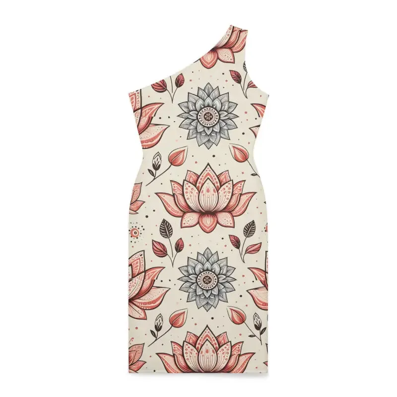 Lotus Flower Pattern one Shoulder Dress