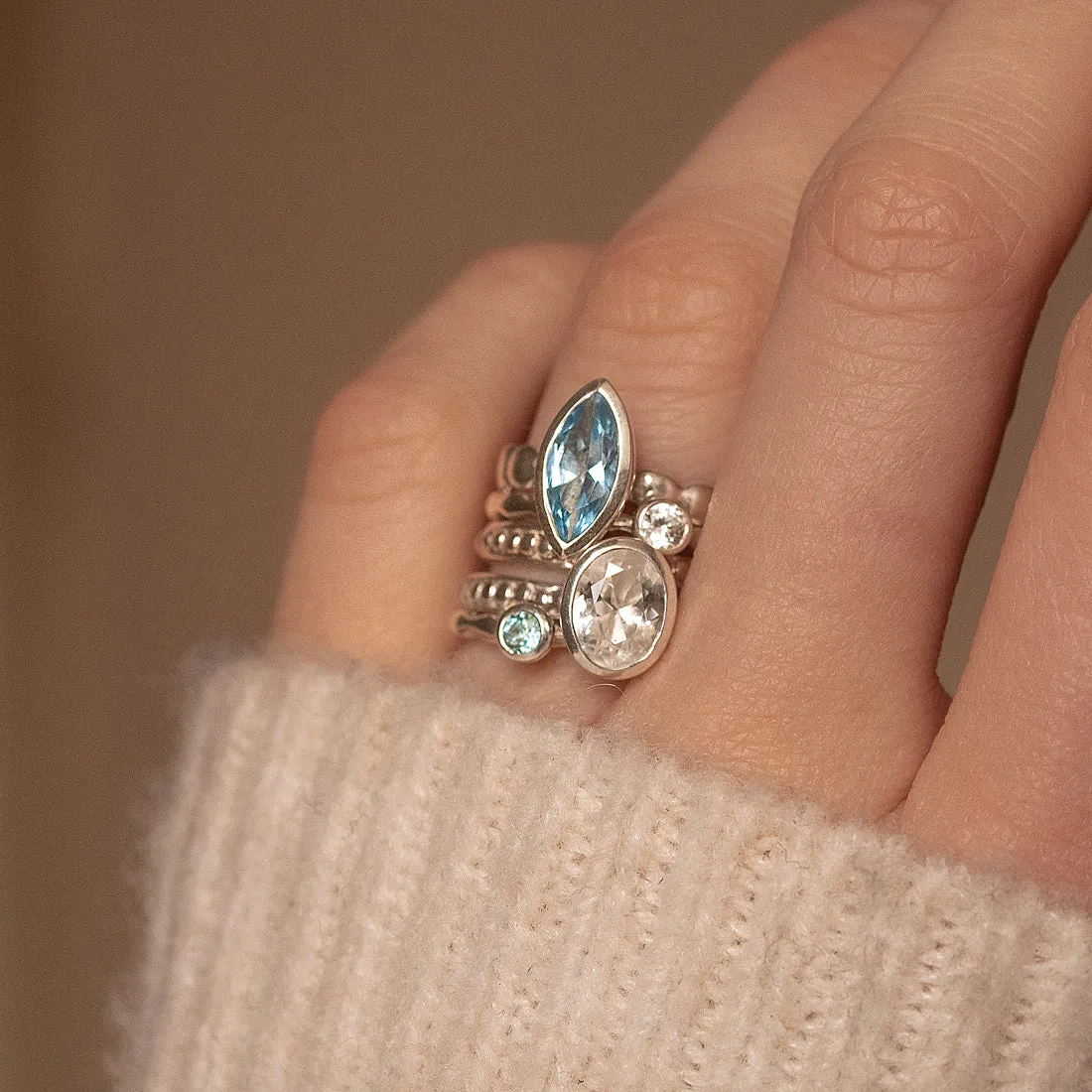 Marquise Swiss Blue Topaz Twinkle Ring