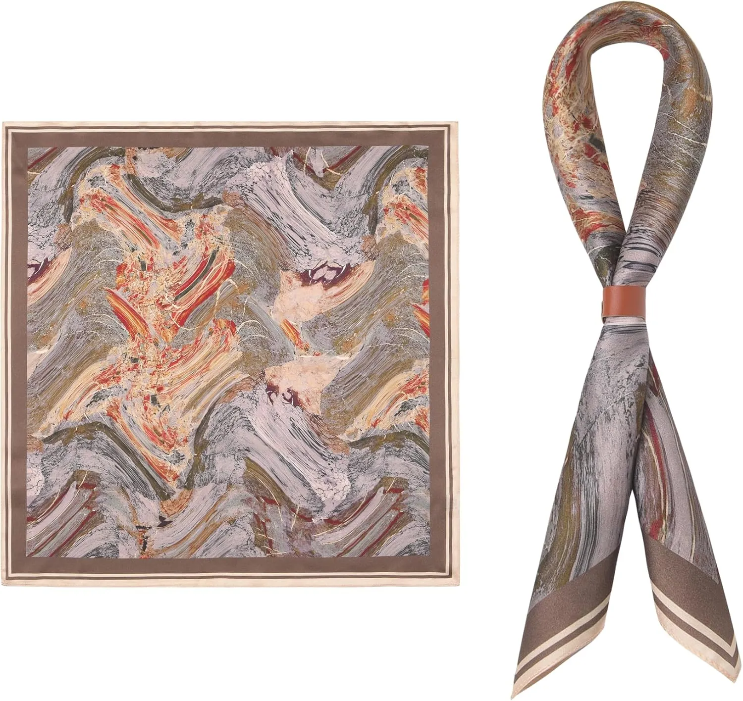 Men's 100% Mulberry Silk Square Scarf 21"x21" - Lightweight for Business/Wedding/Casual, With Gift Packed