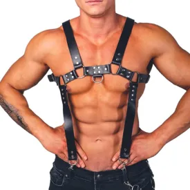 Men's Body Chest Harness Belt Strap, PU Leather Punk Harness Belt with Adjustable Buckles, Cosplay Costume Nightclub Clubwear Party Club Masquerade Fetish Bondage