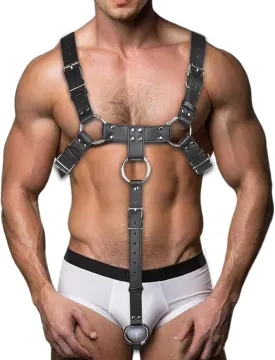 Men's Chest Harness Belt With O Ring, Sexy Body Harness for Men, Adjustable PU Leather Male Punk Chest Belt Shoulder Harness Muscle Show Fashion Costumes Clubwear for Cosplay Party Nightclub