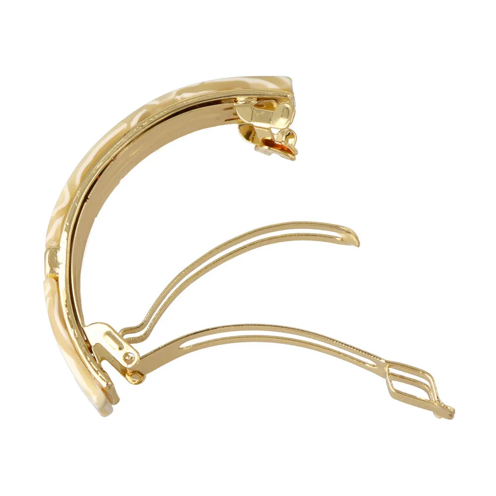 Metal Wave Rectangle Marble Hair Barrette