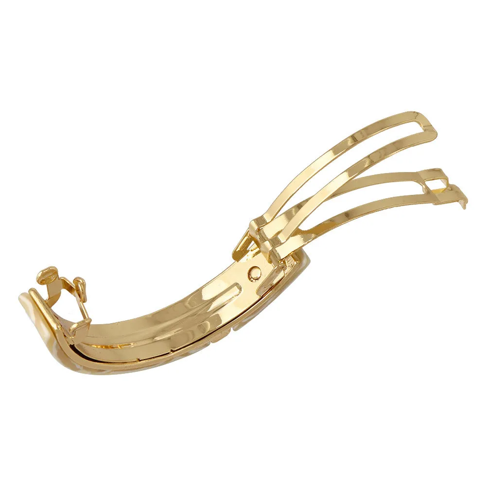 Metal Wave Rectangle Marble Hair Barrette