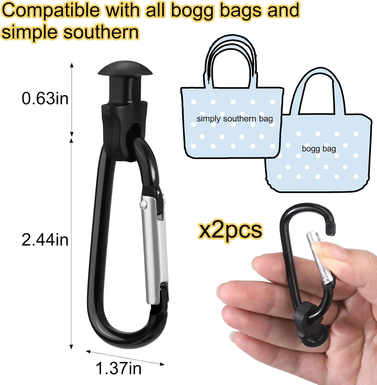 Mity rain Key Holder for Bogg Bag, Accessories for Bogg Bags Original X Large, Insert Charm Carabiner Keychain for Beach Bag