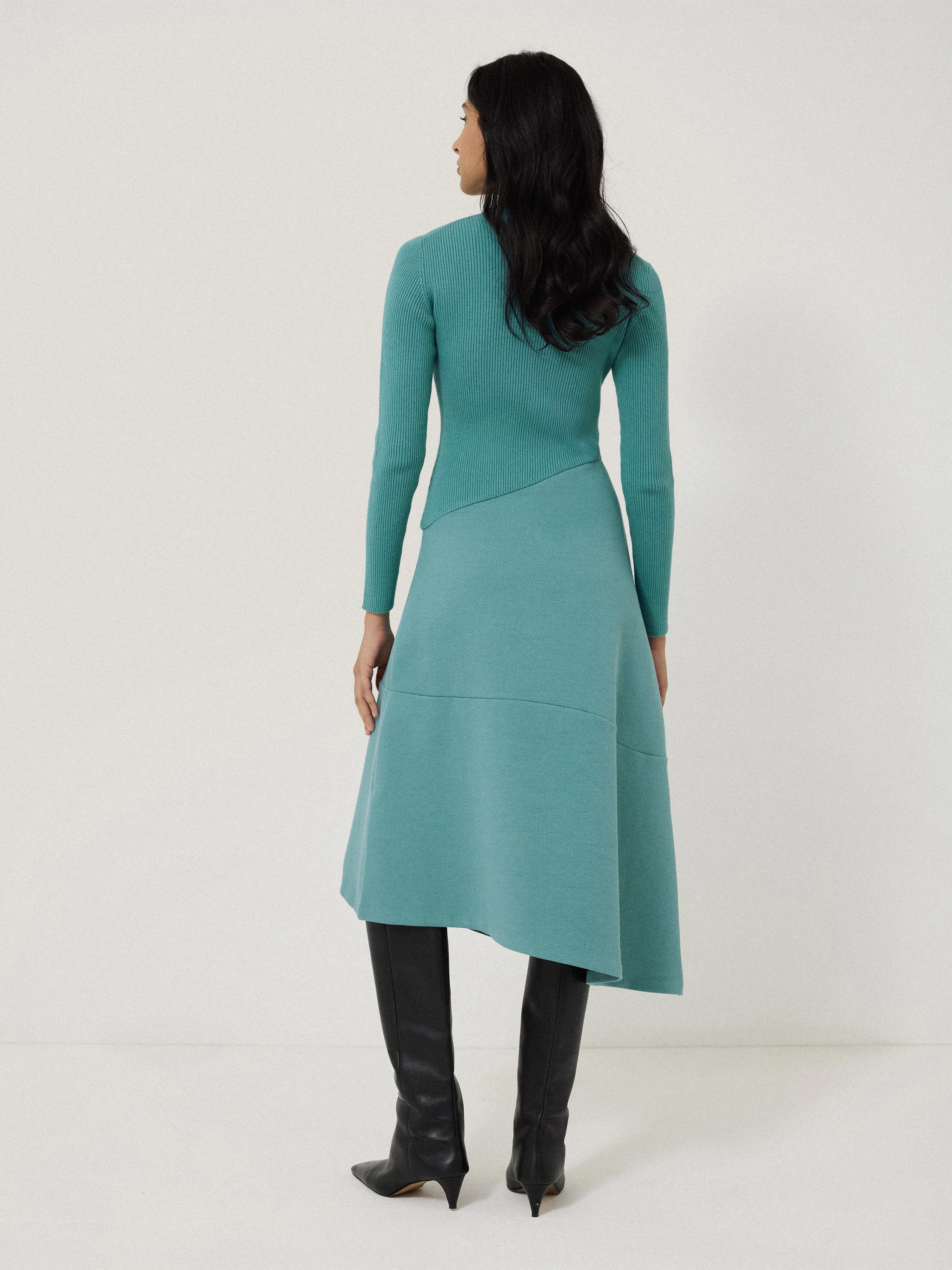 Mixed Media Panelled Dress | Blue