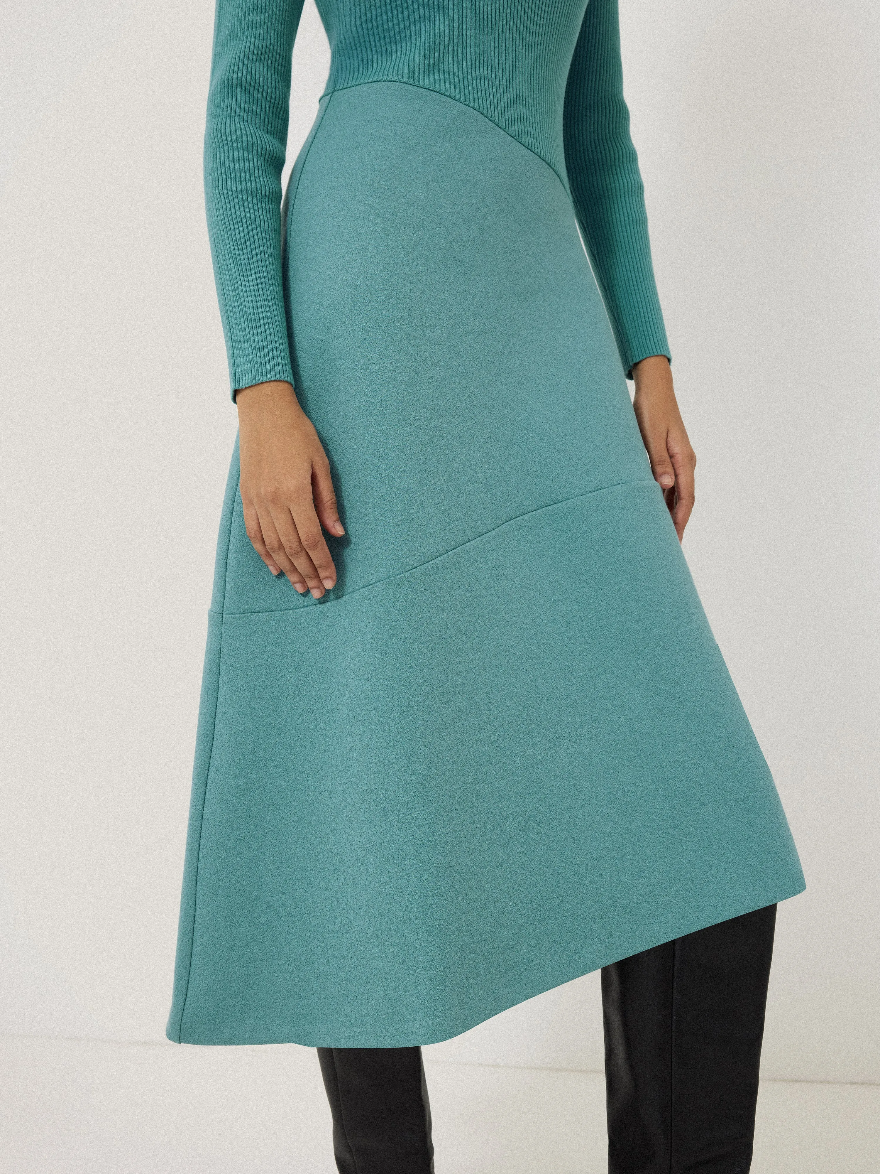 Mixed Media Panelled Dress | Blue