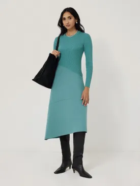 Mixed Media Panelled Dress | Blue