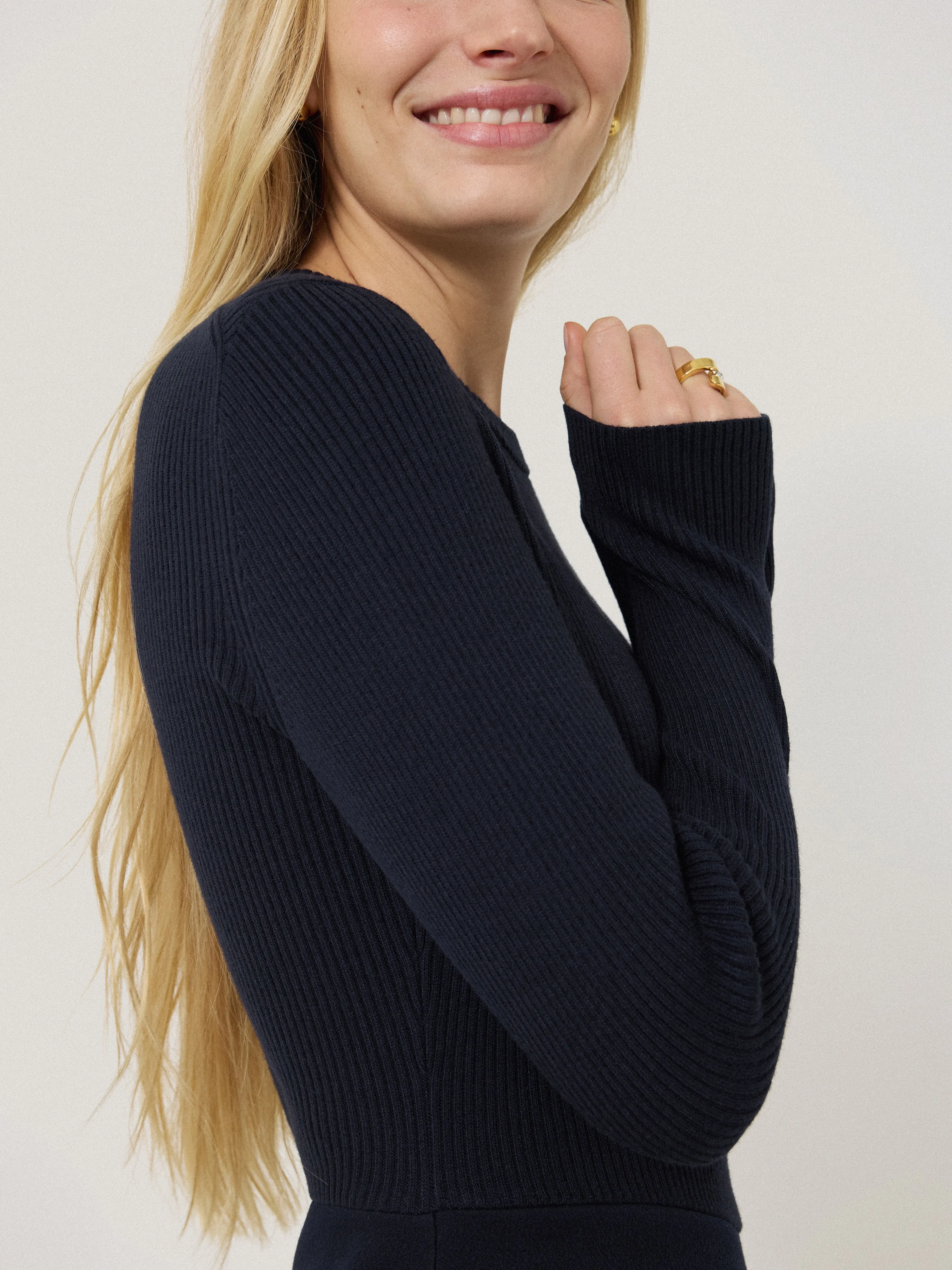 Mixed Media Panelled Dress | Navy