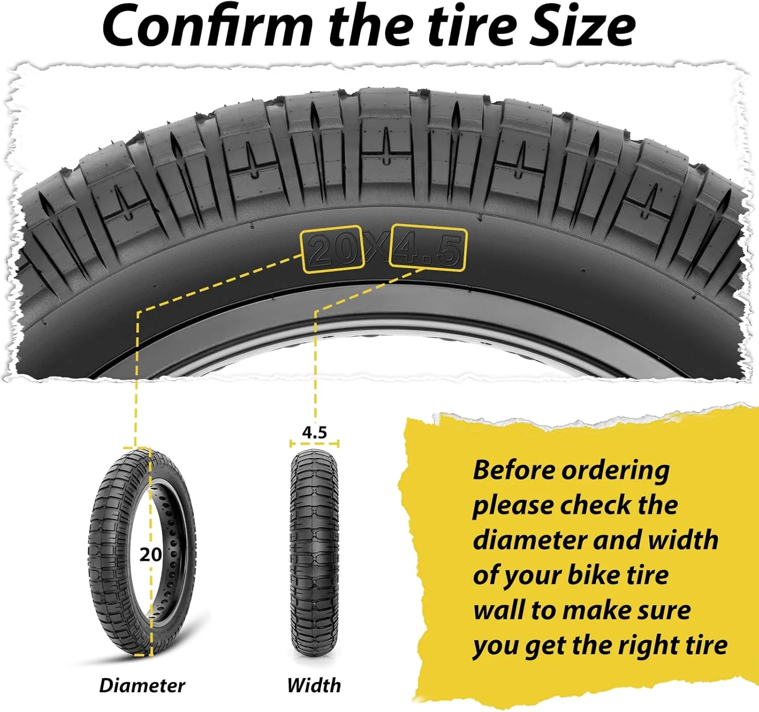 MOHEGIA Ebike Fat Tire: 20x4.0/20x4.5/20x5.0/26x4.0 Inch Heavy Duty Fat Tire for Electric Mountain Bicycle and Trike,Folding High-Performance and All-Terrain Tire with Urban Street or Trail Riding