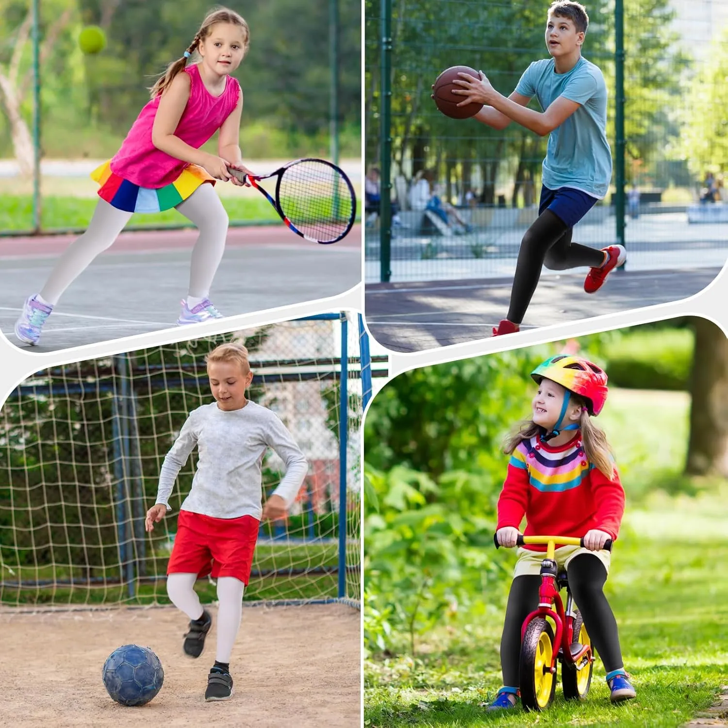 Newbyinn Kid Leg Sleeve 2 Pairs, Long Compression Leg Sleeve for Youth Boy Girl Basketball Soccer Football