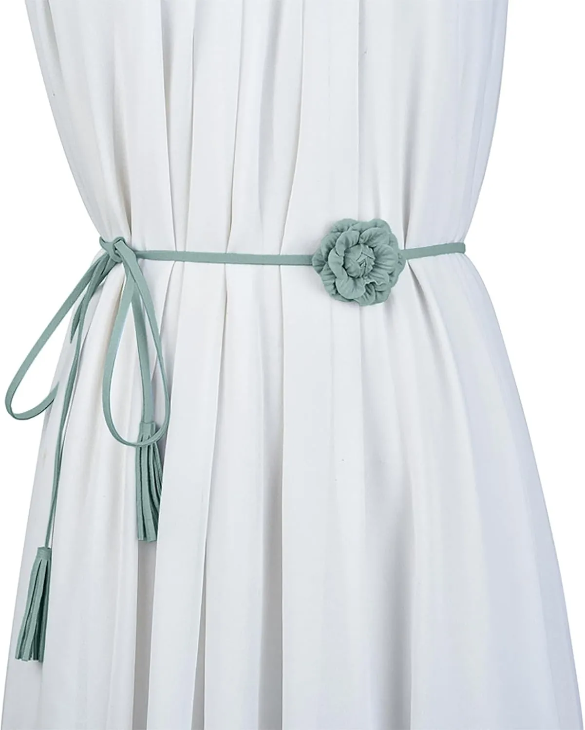 NIDMIDO Women Braided Waist Belt Bohemian Woven Waist Rope Flower Tassels Waist Accessories for Dress