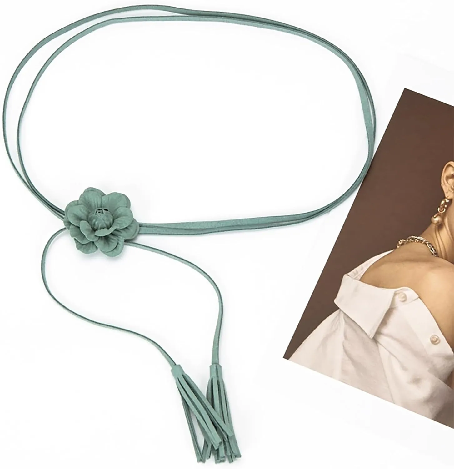 NIDMIDO Women Braided Waist Belt Bohemian Woven Waist Rope Flower Tassels Waist Accessories for Dress