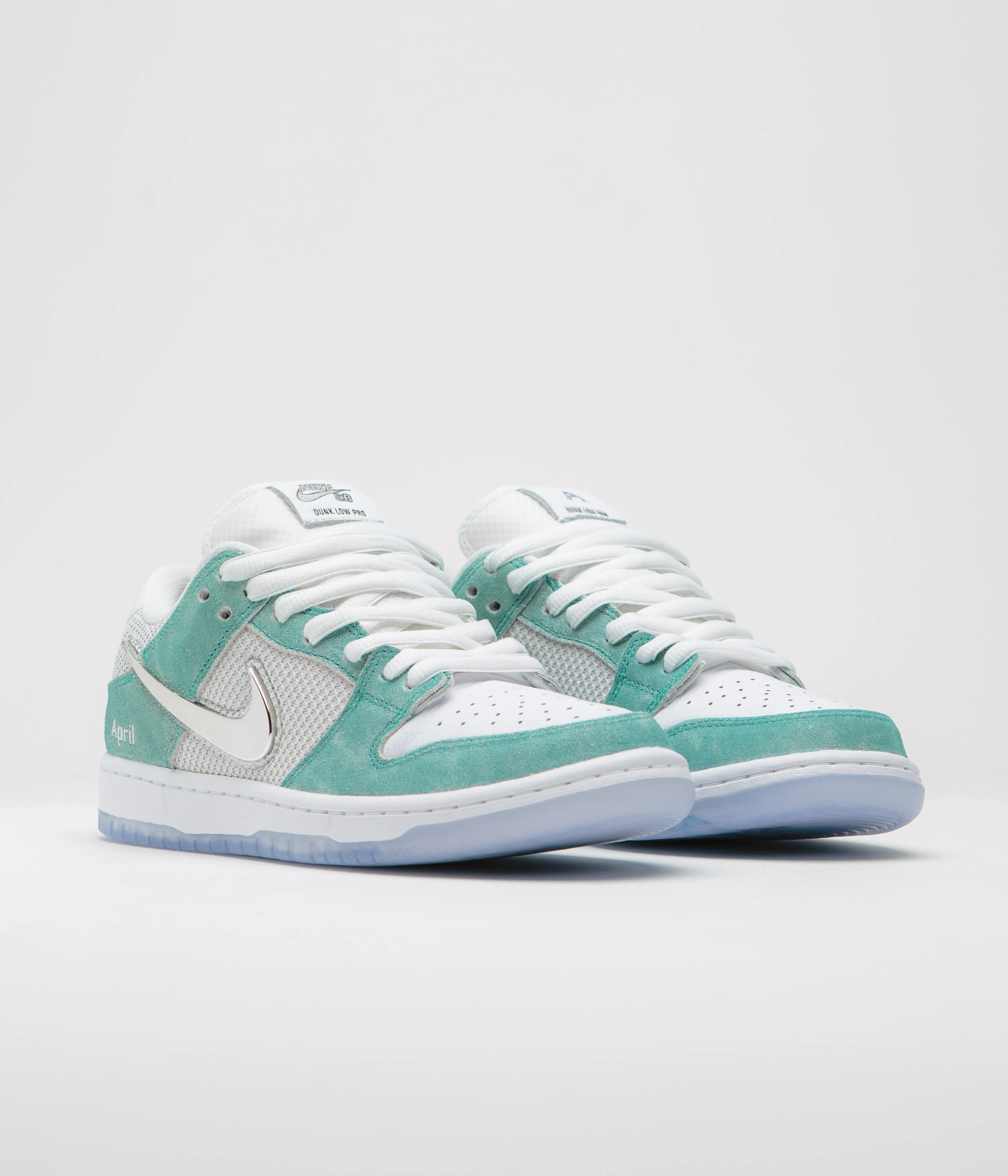 Nike SB x April Skateboards Dunk Low Pro Shoes - Racer Blue / Metallic Silver - White