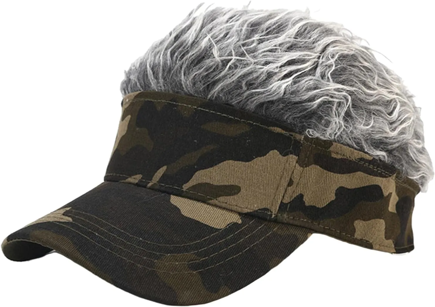Novelty Sun Visor Cap Wig Peaked Adjustable Baseball Hat with Spiked Hair