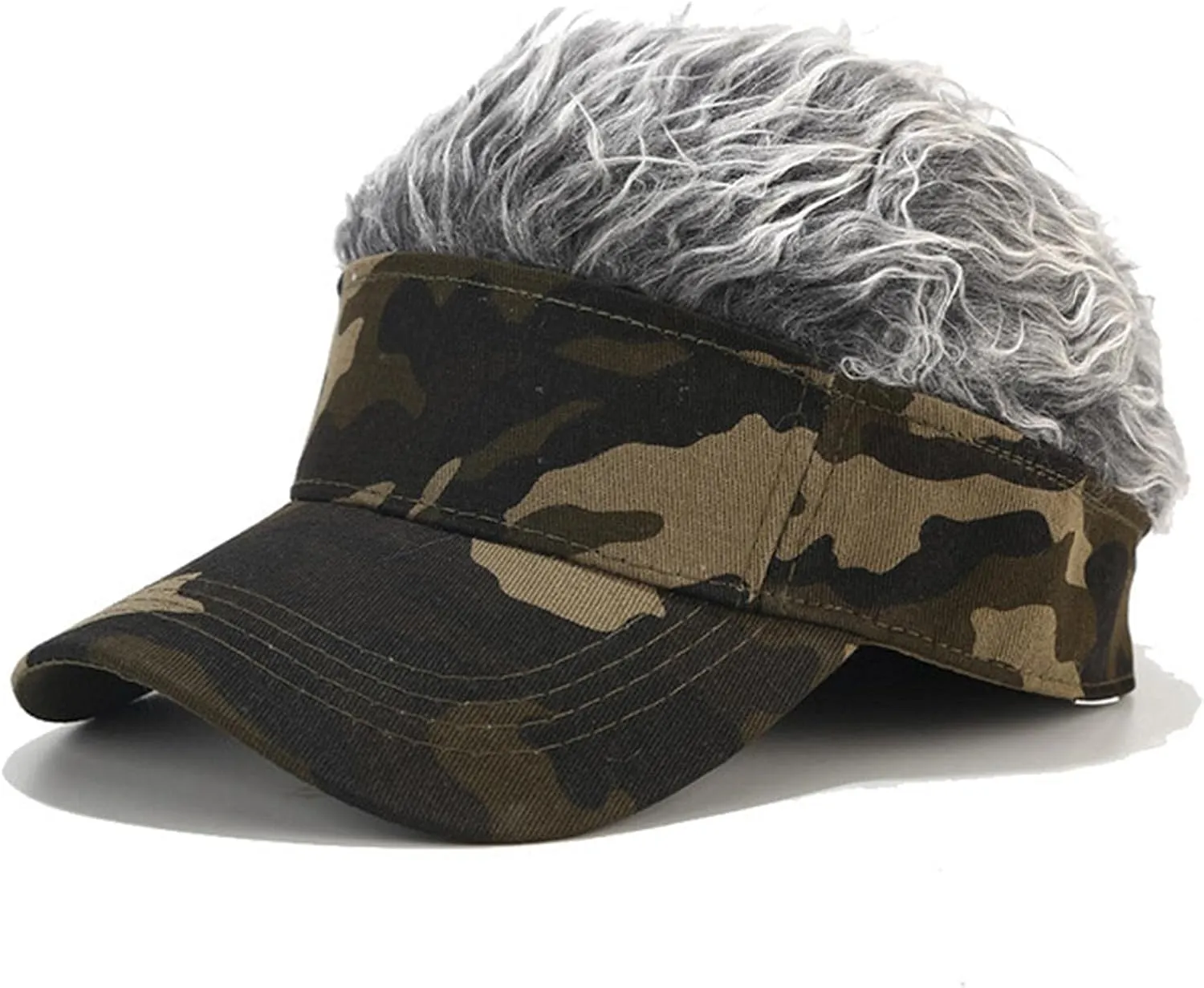Novelty Sun Visor Cap Wig Peaked Adjustable Baseball Hat with Spiked Hair
