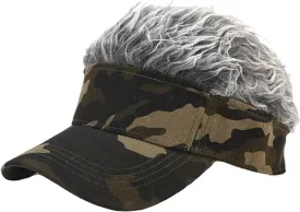 Novelty Sun Visor Cap Wig Peaked Adjustable Baseball Hat with Spiked Hair