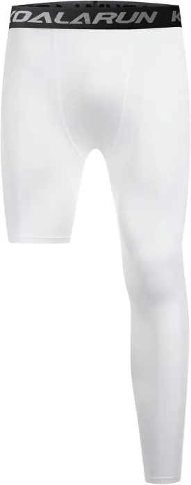 One Leg Compression Tights Full Length for Basketball Single Leg Long Pants Sports Base Layer Leggings 1-2 Pack