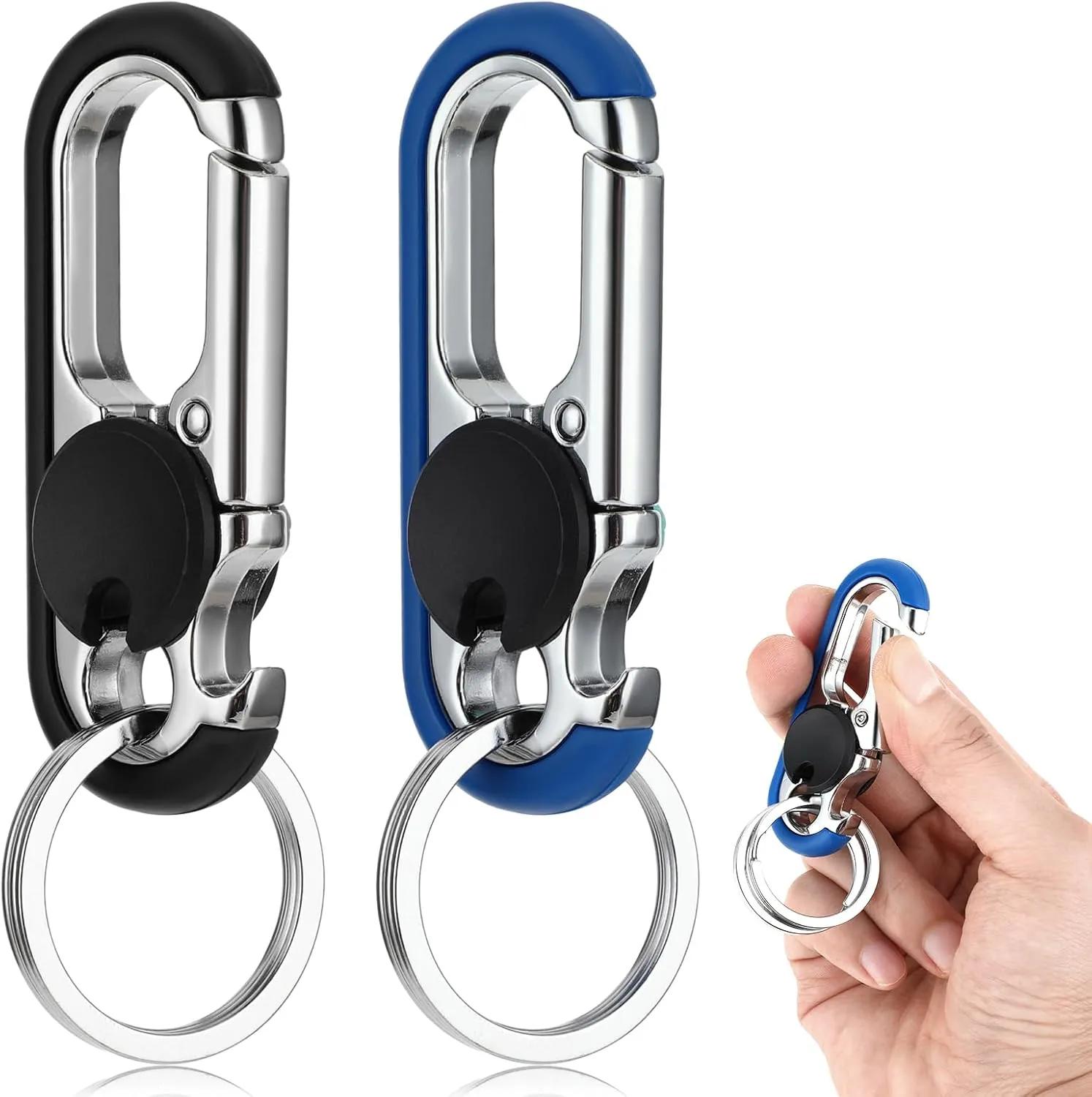 Ouligay 2pcs Keychains for Men, Anti-Loss Key Rings for Car Keys, Heavy Duty Key Ring with Double Keyrings, Keychain for Car Keys Personalized Car Keychain for Unisex Double Ring Design