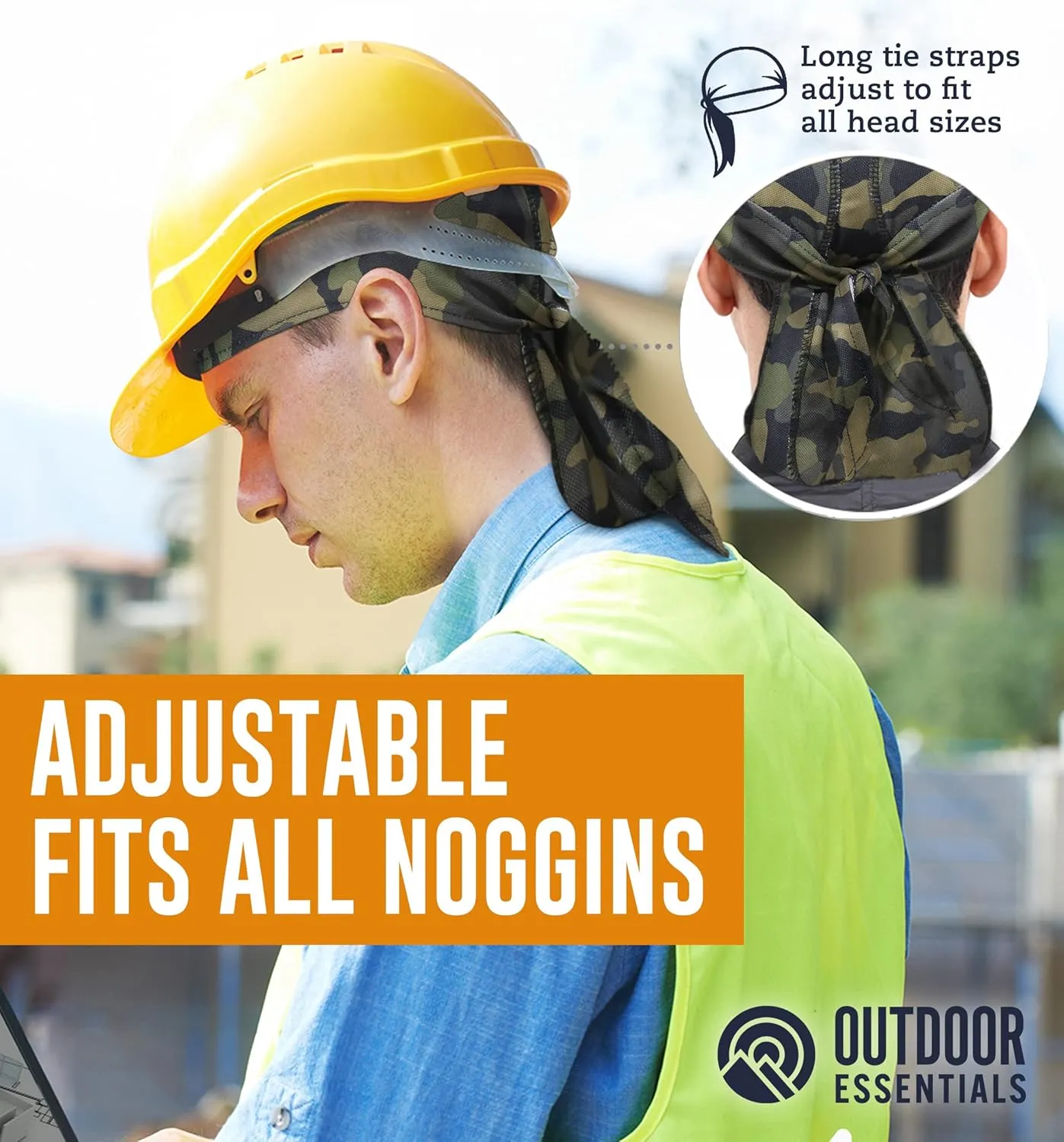 OutdoorEssentials Cooling Helmet Liner - Motorcycle Headwraps for Men - Do Rag Bandanas for Men - Bandana Skull Cap Biker Cap
