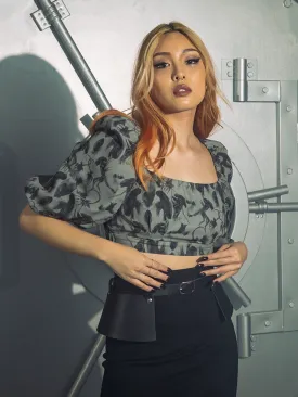 Peplum Belt in Black Faux Leather