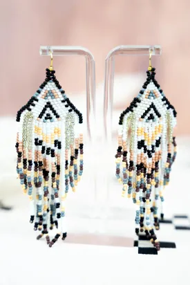 Pine Creek Black Seed Bead Fringe Earrings
