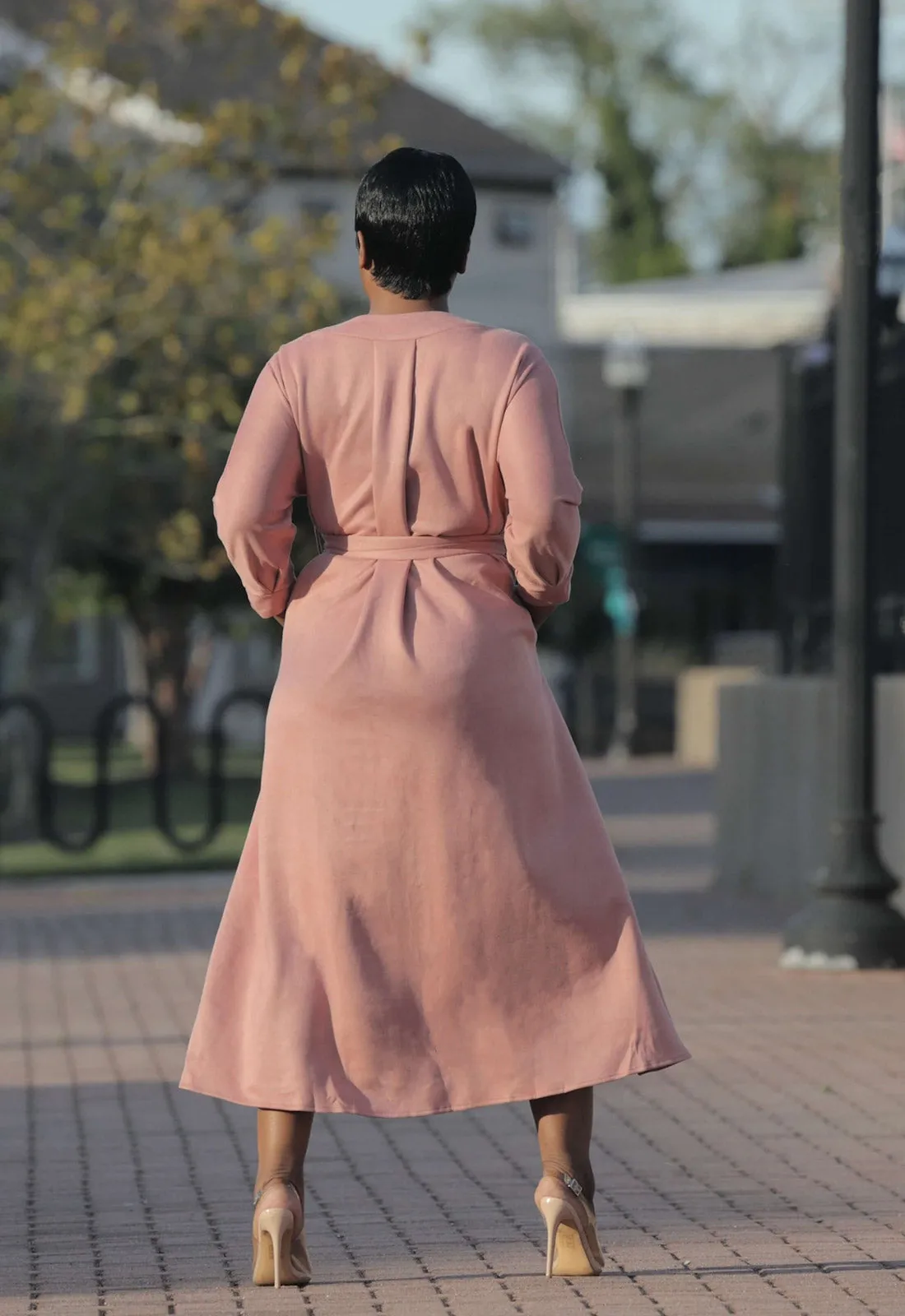 Pretty In Pink | Suede Tea Length Dress