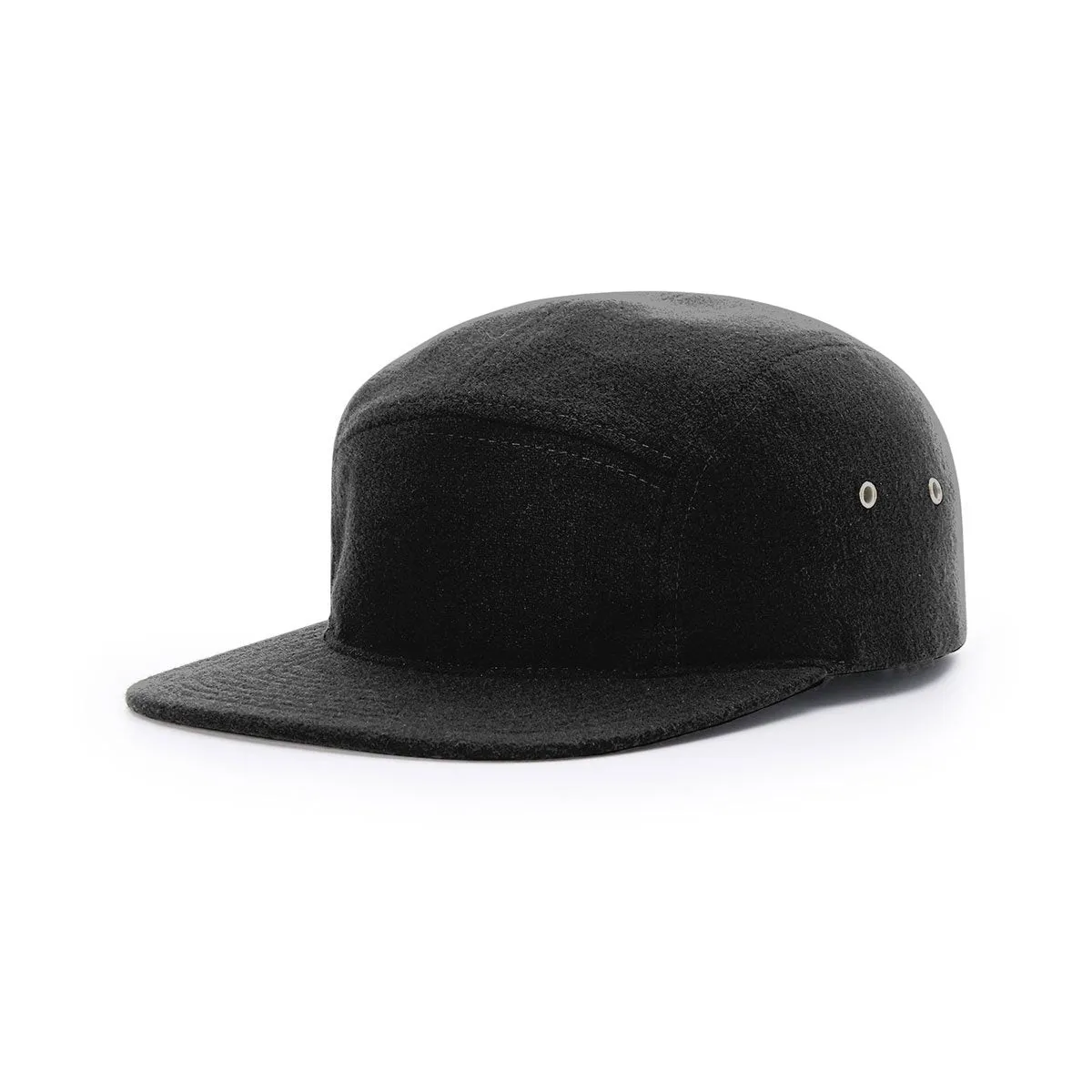 Richardson Black Street 5 Panel Melton Wool Strapback Cap