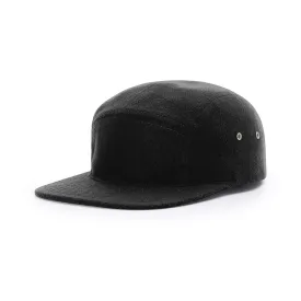 Richardson Black Street 5 Panel Melton Wool Strapback Cap