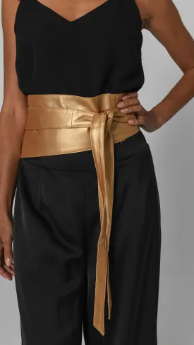 Rivka Faux Leather Wrap Belt - Gold