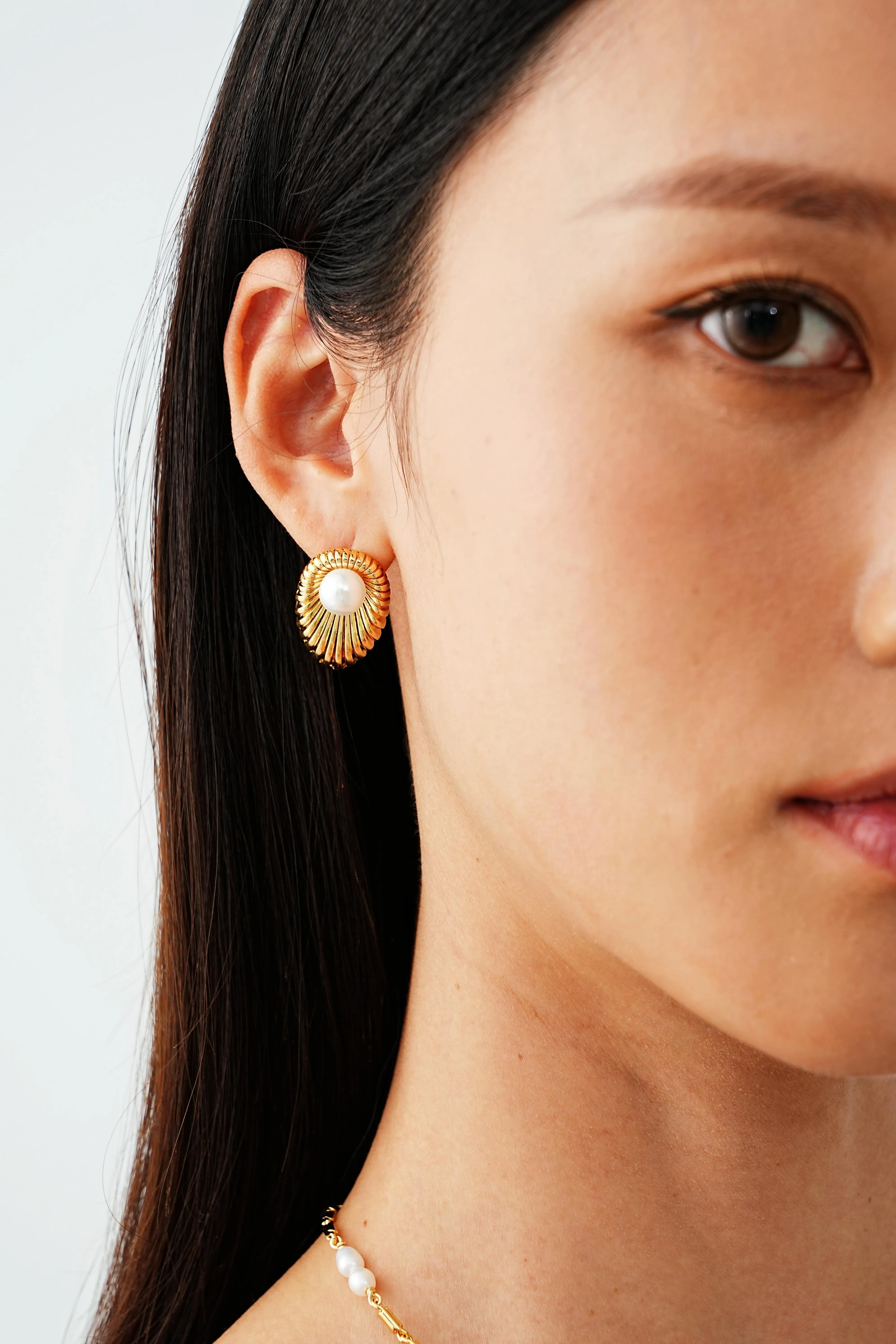 Saffron Pearl Stud Earrings