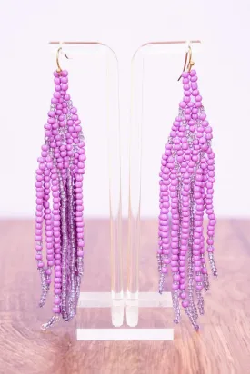 SALE! Fabulous Fringe Lavender Seed Bead Fringe Earrings