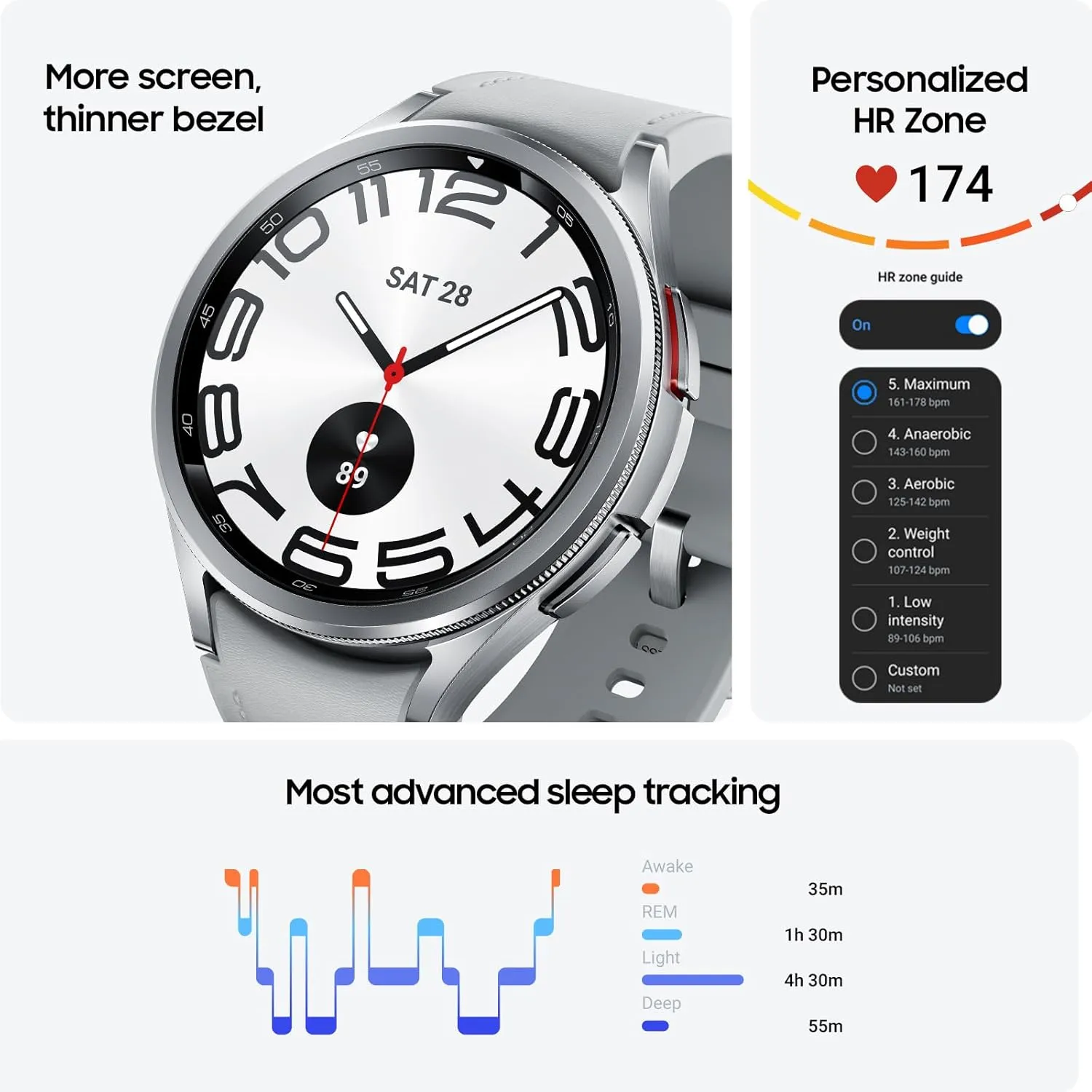 SAMSUNG Galaxy Watch 6 Classic 43mm Bluetooth Smartwatch, Rotating Bezel, Fitness Tracker, Personalized HR Zones, Advanced Sleep Coaching, Heart Monitor, BIA Sensor, Health Insights, US Version Silver