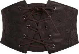 Scarlet Darkness Renaissance Corset Belt for Women Lace Overlay Front Ren Faire Corset