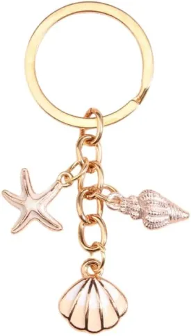 Shell Starfish Keychain Charms Enameled Sea Tassel Chain Cute Keyring for Women Car Key Handbag Accessories