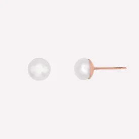 SMALL PEARL STUD EARRINGS IN ROSE GOLD